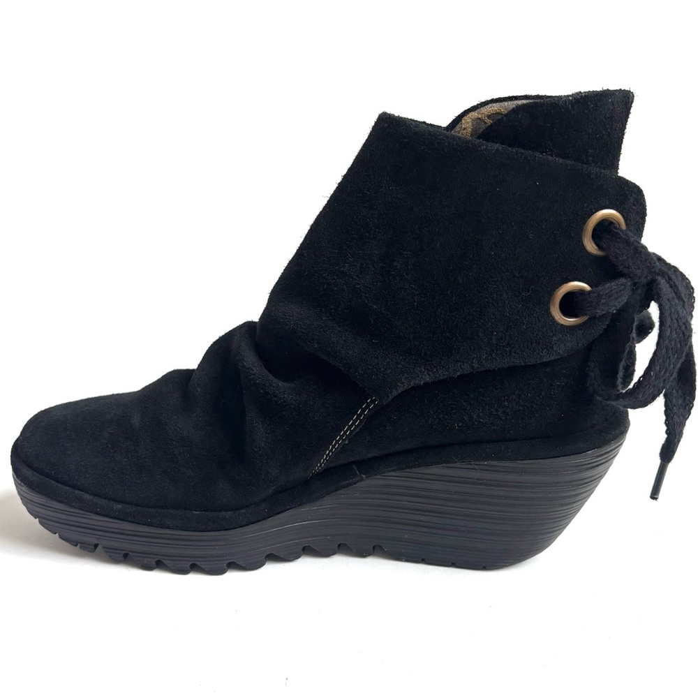 Fly London Yama Suede Wedge Ankle Boots Black Size EU 39 US 8-8.5 - Picture 9 of 16